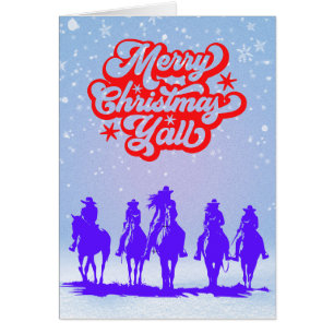 Cartão Feliz Natal Y'all! Cavalos das Cowalças
