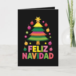 Cartão Feliz Navidad Árvore de Natal Espanhol Feriado Xma