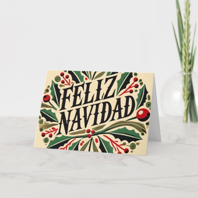 Cartão Feliz Navidad Espanhola Feliz Natal (Frente)