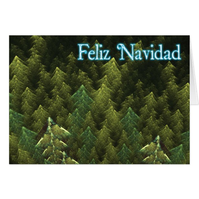 Cartão Feliz Navidad - Floresta Escura (Frente Horizontal)