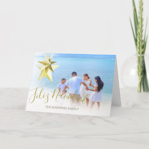 Cartão Feliz Navidad Foto de Família Parol Espanhol