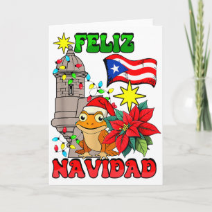 Cartão Feliz Navidad Sapo Porto Rico Luzes de Natal Pa