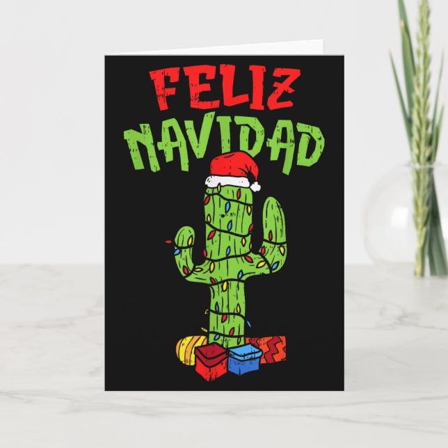 Cartão Feliz Navidad Shirt Mexican Christmas Cactus Xmas  (Frente)