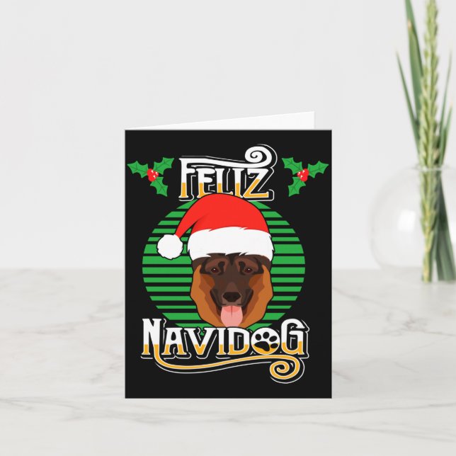 Cartão Feliz Navidog German Shepherd Dog Holiday Merry Ch (Frente)