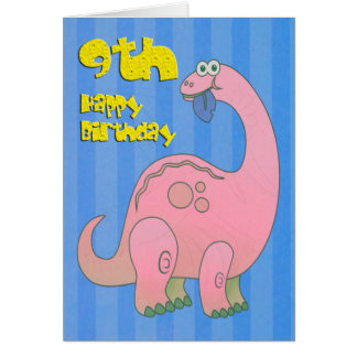 Cartão Feliz Nono Aniversário Dinossauro Rosa Rosa