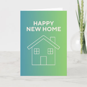 Cartão Feliz Nova Casa com Fundo Gradiente Verde