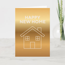 Cartão Feliz Nova Casa - Fundo Gradiente Dourado