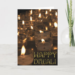 Cartão Feliz Ouro Diwali Típica Velas Luzes