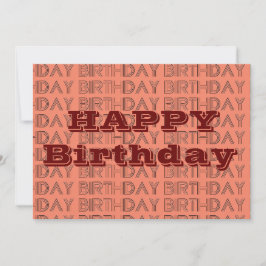 Cartão Feliz Padrão geométrico BIrthday Coral e Brown