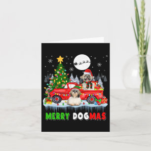 Cartão Feliz Papai noel De Cão De Natal Elf Shih Tzus Na