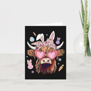 Cartão Feliz Páscoa Bezerras Cow Bunny Orelhas Caça ao Ov