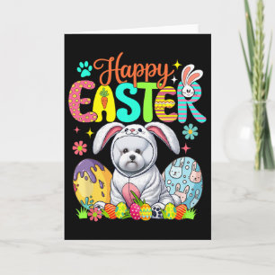 Cartão Feliz Páscoa Bichon Frise Cosplay Bunny Chocolate