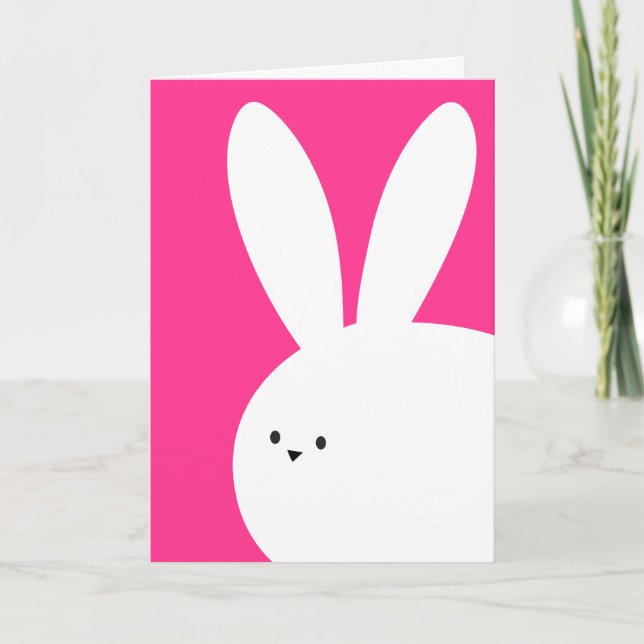 Cartão Feliz Páscoa Coelho Branco Rabbit (Frente)
