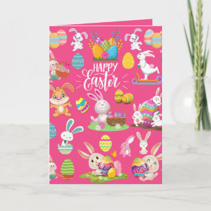 Cartão Feliz Páscoa, Desejos de Coelho Divertido E Colori