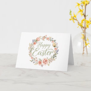 Cartão Feliz Páscoa Elegante Roteiro Floral