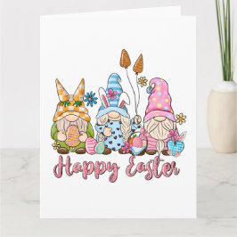 Cartão Feliz Páscoa Gnomos Algum Coelho Te Ama