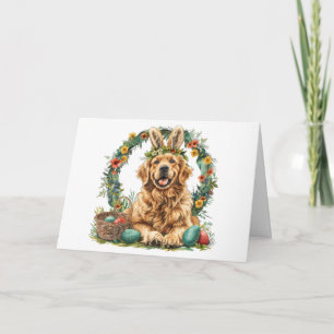 Cartão Feliz Páscoa Golden Retriever Cachorro Orelhas de