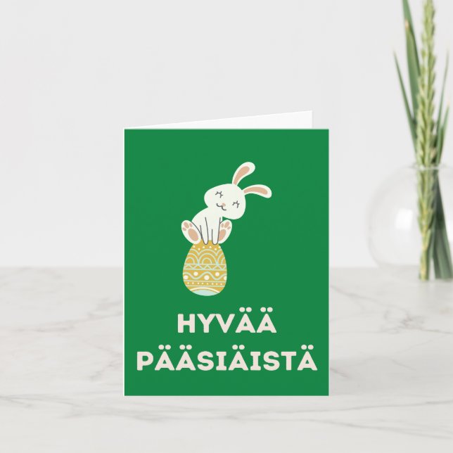 Cartão Feliz Páscoa, Hyvää Pääsiäistä em finlandês Feliz  (Frente)