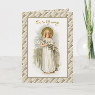 Cartão Feliz Páscoa Religiosa Vintage Virgem Maria Pascha