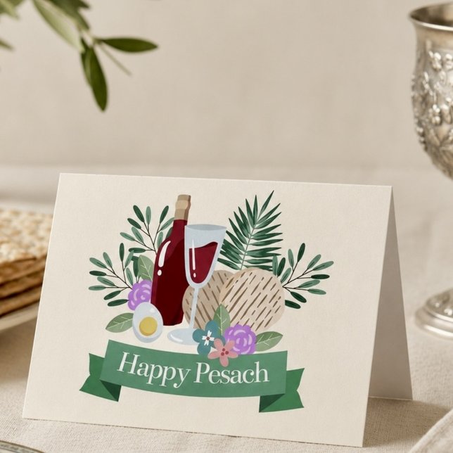 Cartão Feliz Páscoa  Seder de Páscoa Elegante (Criador carregado)