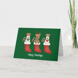 Cartão Feliz Pawlidays Welsh Wire Fox Terrier Cães
