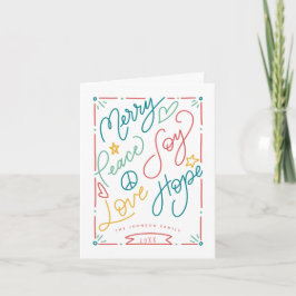 Cartão Feliz Paz Joy Amor Esperança Esperança Desenho Fer