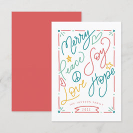 Cartão Feliz Paz Joy Amor Esperança Esperança Desenho Fer
