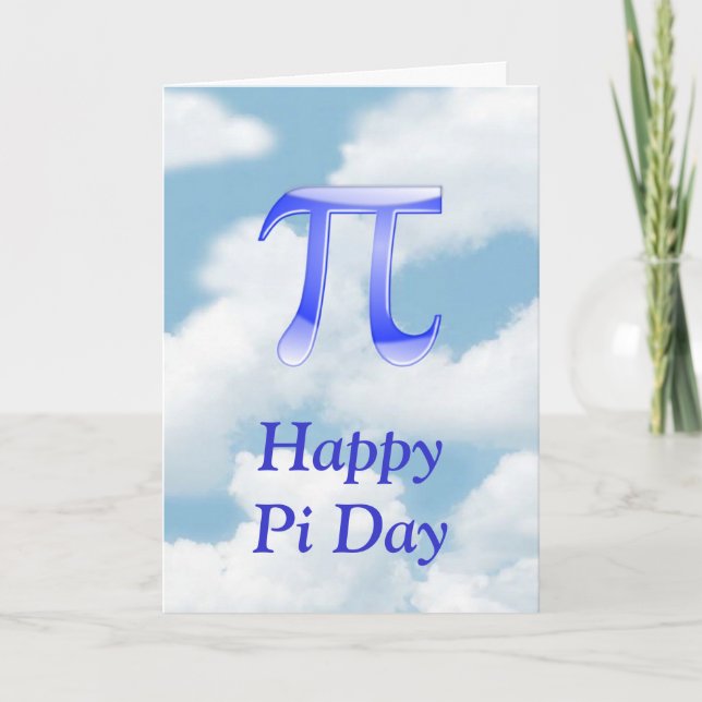 Cartão Feliz Pi Day Pi no céu com nuvens azuis (Frente)