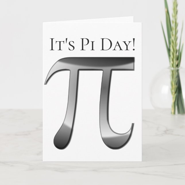 Cartão Feliz Pi Day - Símbolo Shiny Silver Pi (Frente)