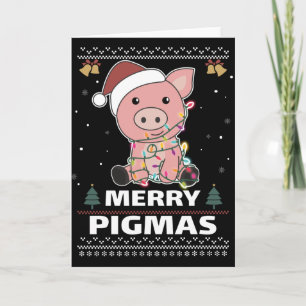 Cartão Feliz Porcmas Piada Divertida de Porco Natal Carta