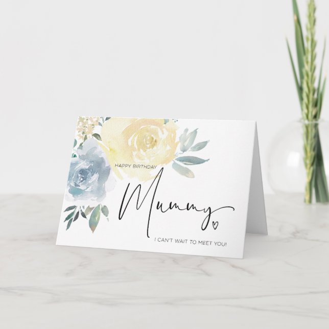 Cartão Feliz presente de aniversário para Mãe ser de bebê (Frente)