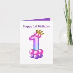 Cartão Feliz primeiro aniversario Princesa número um - me