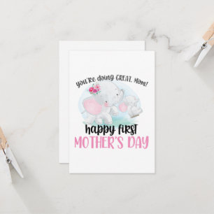Cartão Feliz Primeiro Dia das Mães Elefante