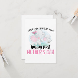 Cartão Feliz Primeiro Dia das Mães Elefante
