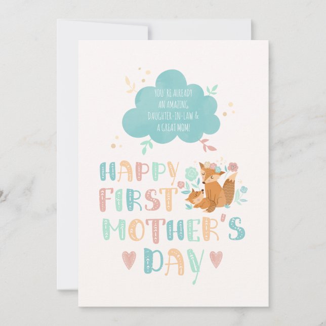 Cartão Feliz Primeiro Dia de as mães Para A Filha De Boho (Frente)