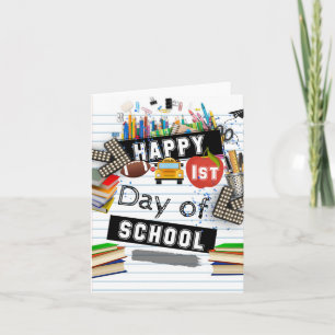 Cartão Feliz primeiro dia de escola