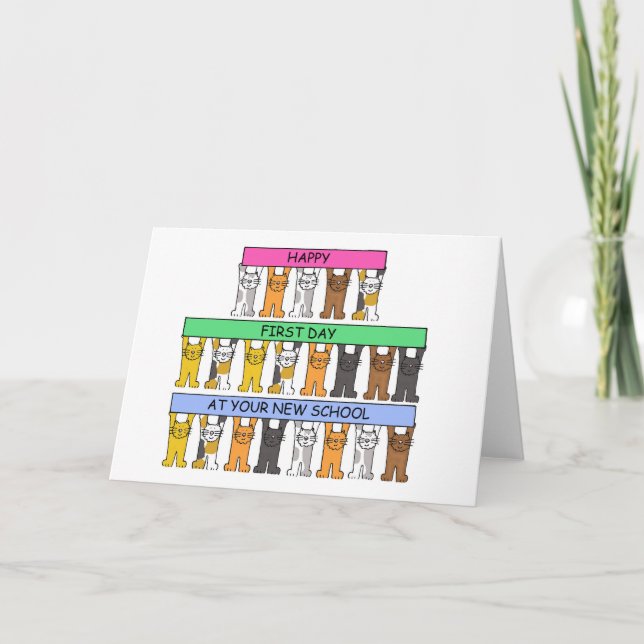 Cartão Feliz Primeiro Dia em Sua Nova Escola (Frente)