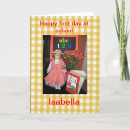 Cartão Feliz primeiro dia na escola Isabella Card.
