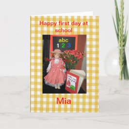 Cartão Feliz primeiro dia na escola Mia Card.