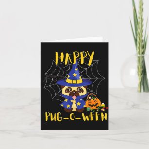 Cartão Feliz Pug-O-Ween Cão Pug Divertido Halloween