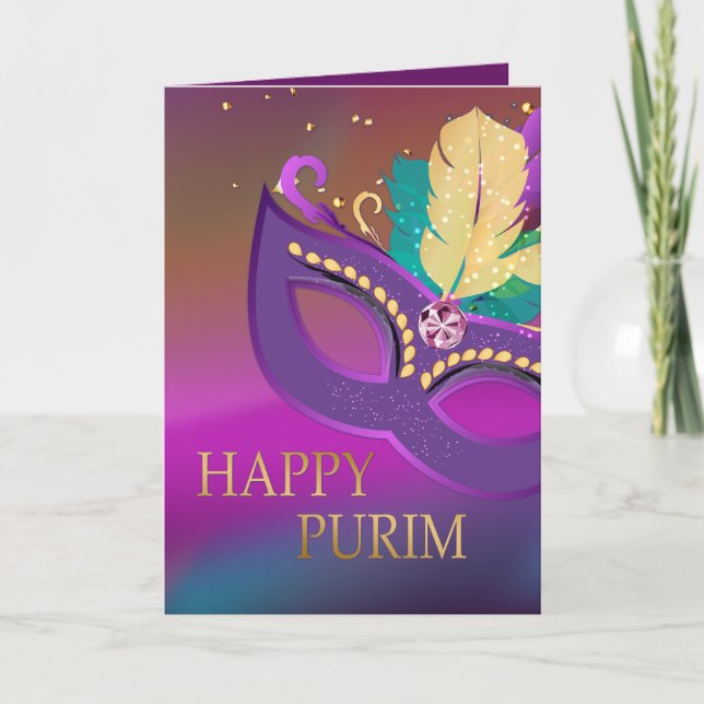 Cartão Feliz Purim - Feriado Judaico Chag Purim (Frente)