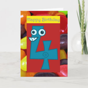 Cartão Feliz quarto aniversário 4º aniversário que faz qu