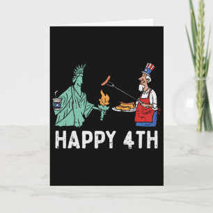 Cartão Feliz Quarto Estátua da Liberdade Tio Sam Divertid