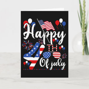 Cartão Feliz Quatro De Julho Patriótico Bandeira American