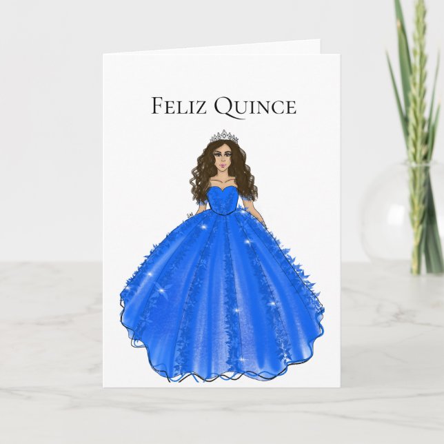 Cartão Feliz Quince - Blue Quinceañera Birthday Card  (Frente)