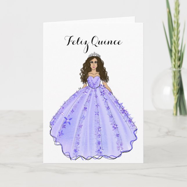 Cartão Feliz Quince - Purple Quinceanera Birthday (Frente)
