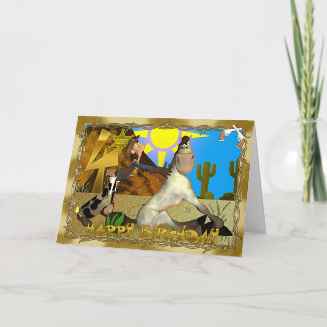 Cartão Feliz Raízes para o Quarto Aniversário (Frente)