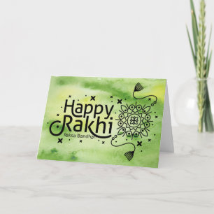 Cartão Feliz Rakhi, Raksha Bandhan, verde