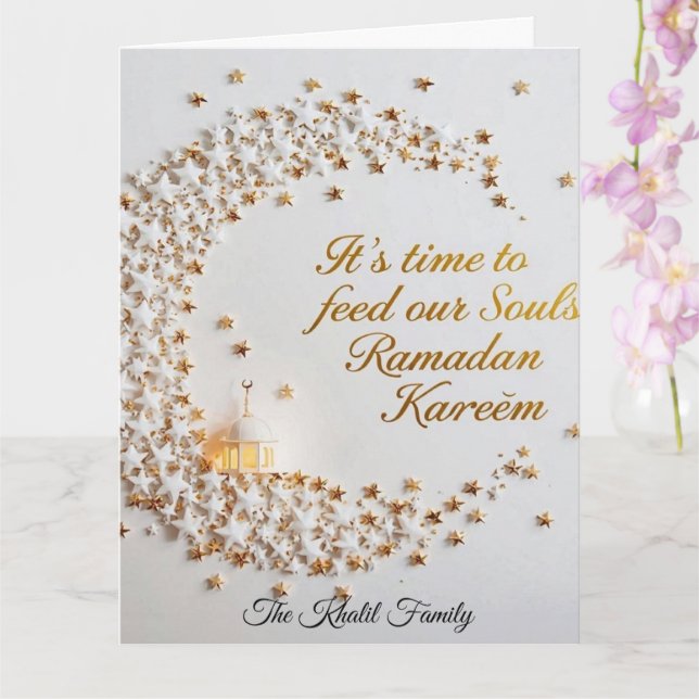 Cartão Feliz Ramadan Mubarak Ramadan Kareem Branco Muçulm (Orquídea)