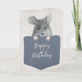 Cartão Feliz Rato De Aniversário Em Pocket